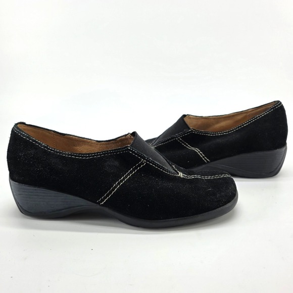 Naturalizer Shoes - Naturalizer Armon 3 Loafers Black Nubuck Leather Wedge Slip On Shoes 7 M Comfort